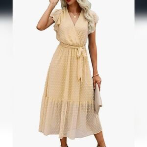 Elegant Yellow Wrap Dress